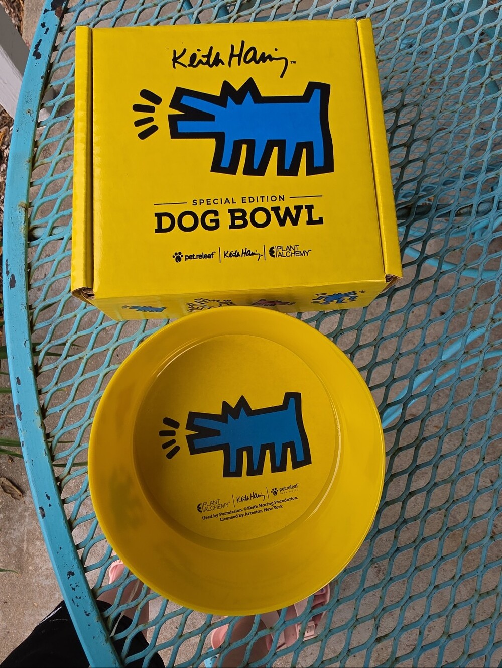 Keith Haring Pet Relief Special Edition Yellow Dog Bowl - NIB
